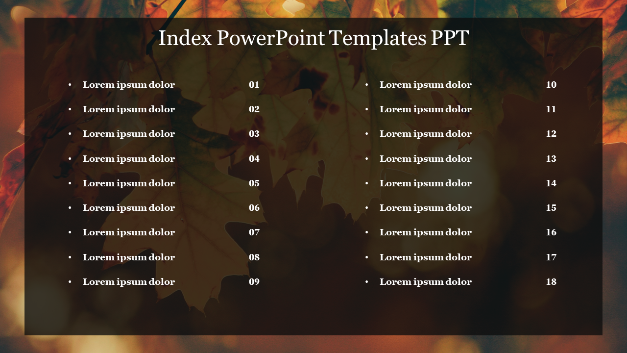 Index PowerPoint Templates PPT